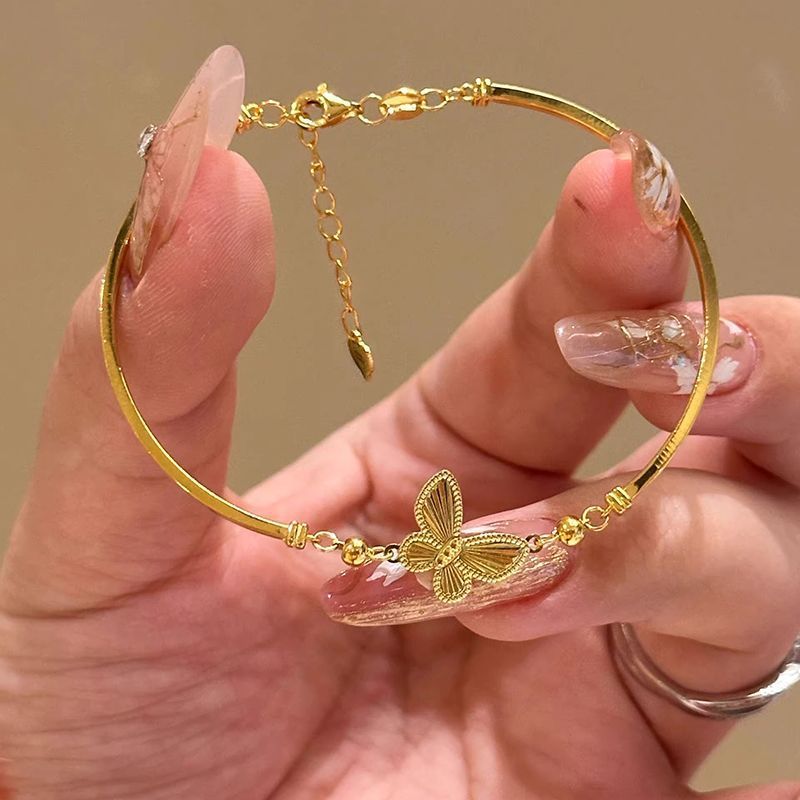 Gold-plated Four-leaf Clover Bracelet Elegant Daily Friendship_voghion.com
