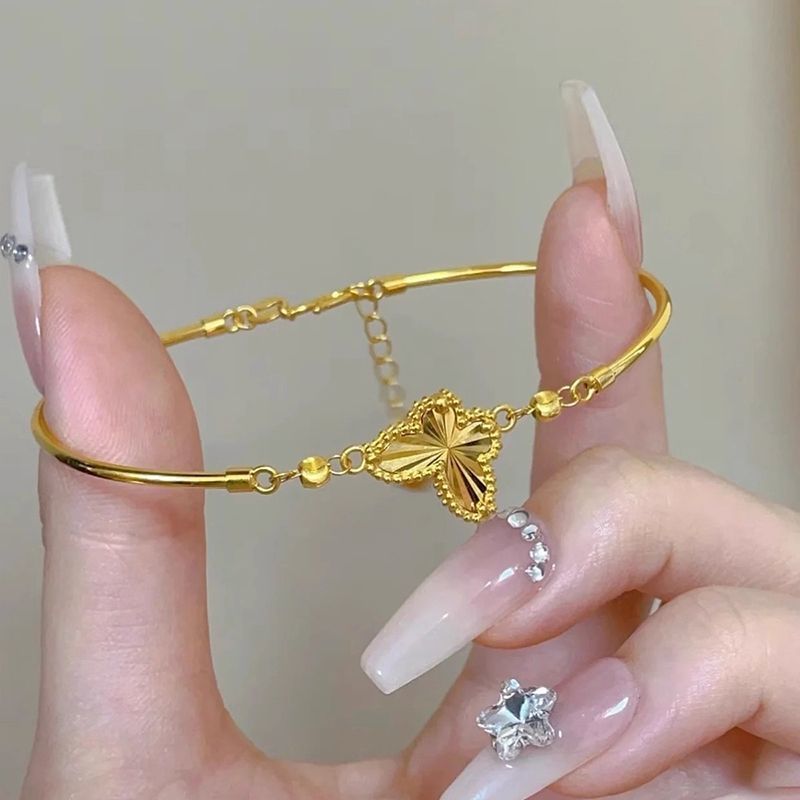 Gold-plated Four-leaf Clover Bracelet Elegant Daily Friendship_voghion.com