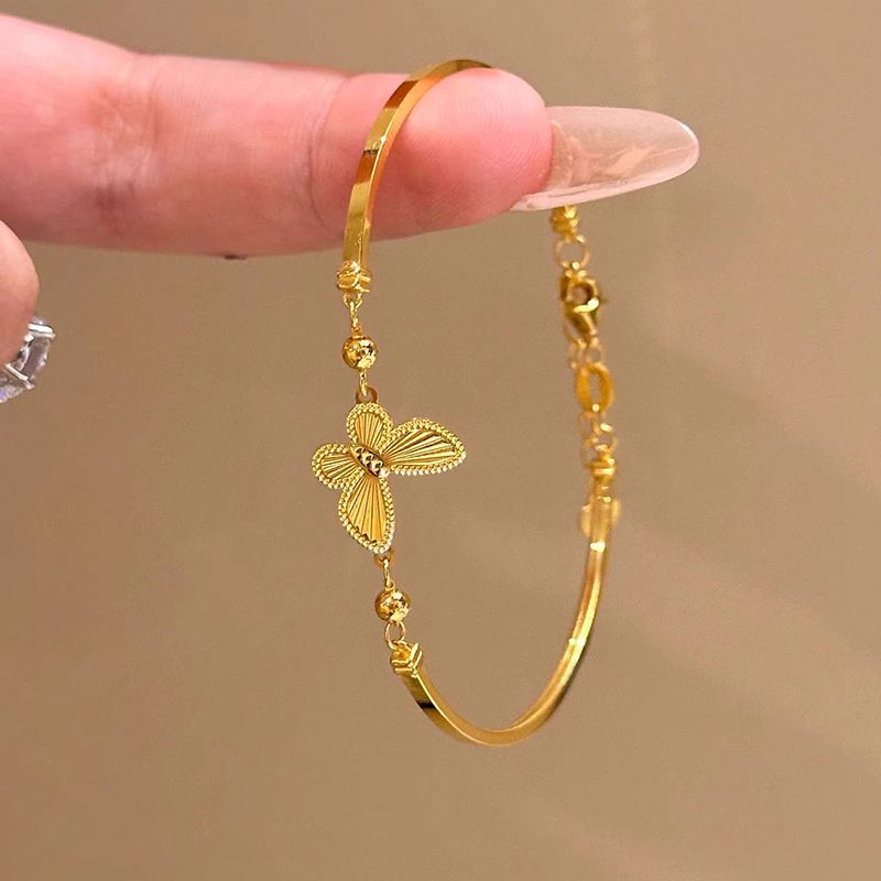 Gold-plated Four-leaf Clover Bracelet Elegant Daily Friendship_voghion.com
