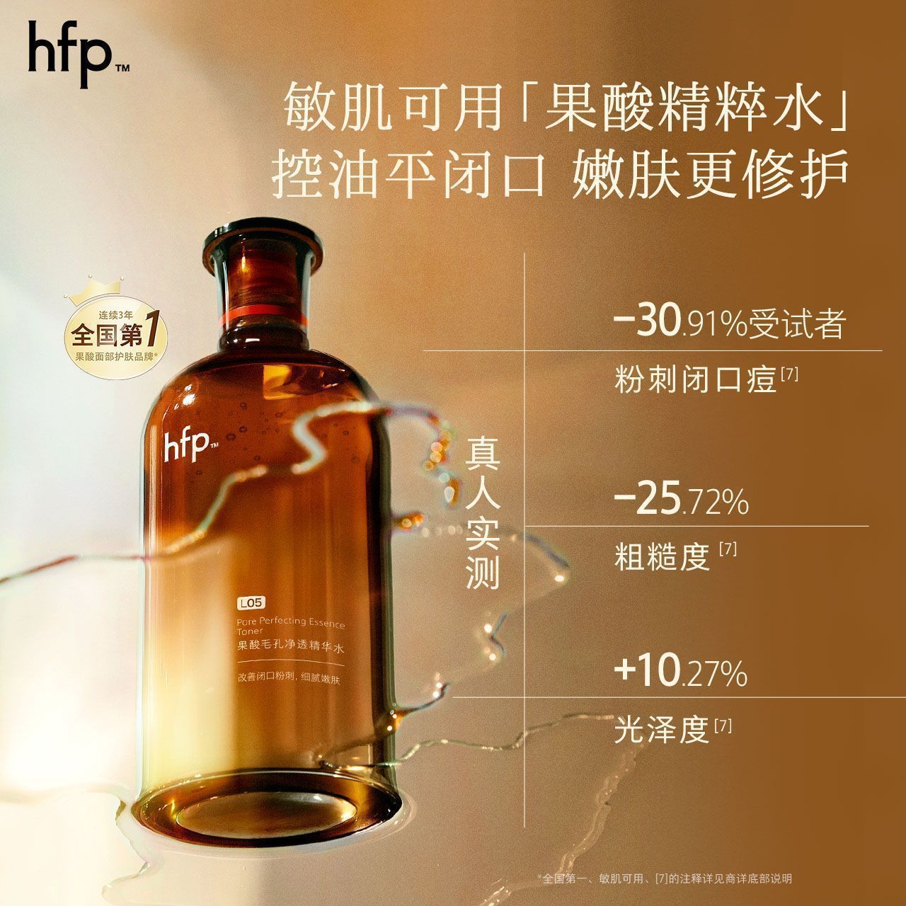HFP果酸精粹爽肤水控油湿敷水乳糖收缩闭口毛孔护肤品精粹水120mL 图片 4