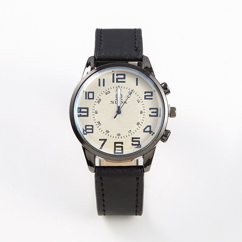 Fashionable Business Belt Simple Men's Casual Retro Digital Dial Student Quartz Watch_voghion.com