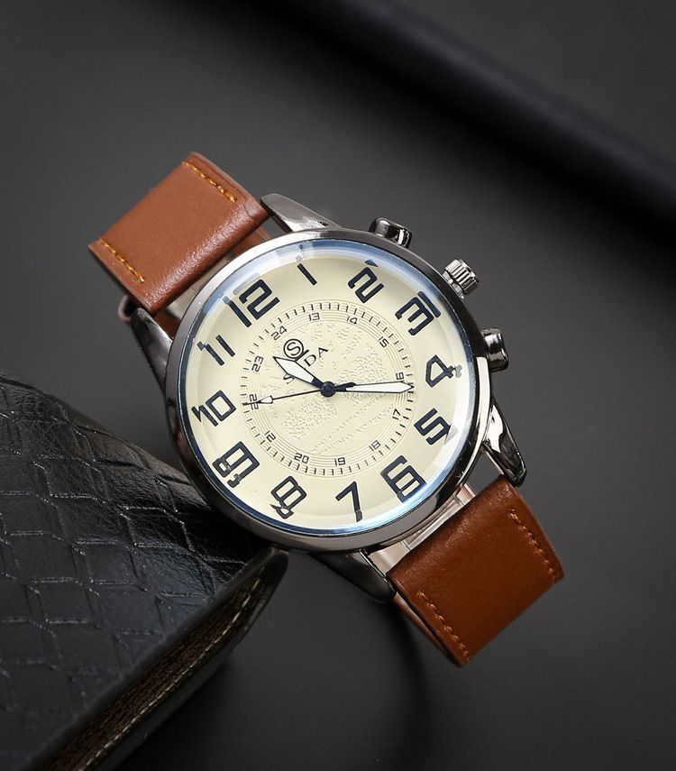 Men's Casual Quartz Watch With Retro Digital Dial And Belt Strap_voghion.com