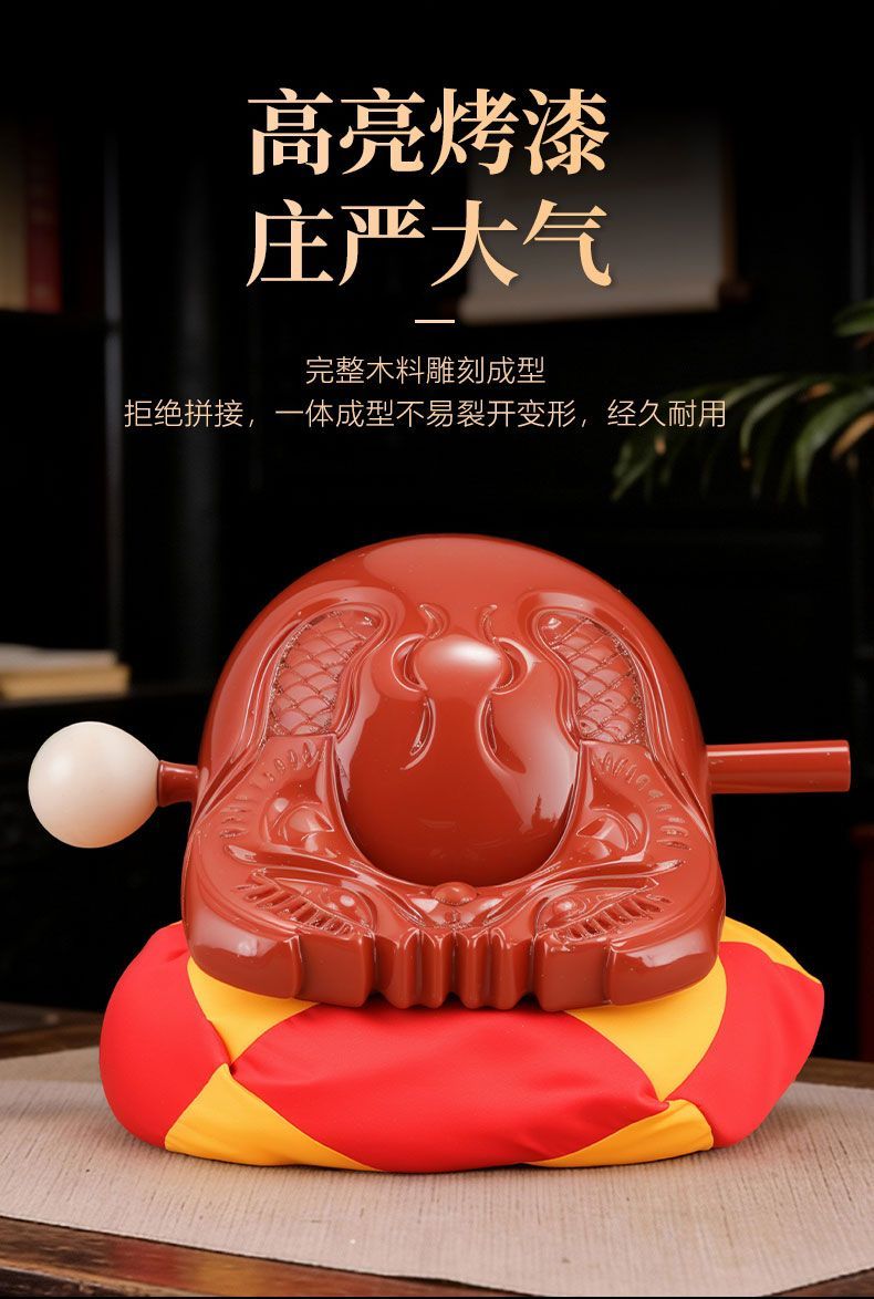 香樟木木鱼家用老式实木木鱼解压静心木鱼敲打击乐器佛堂木雕摆件 detail 6