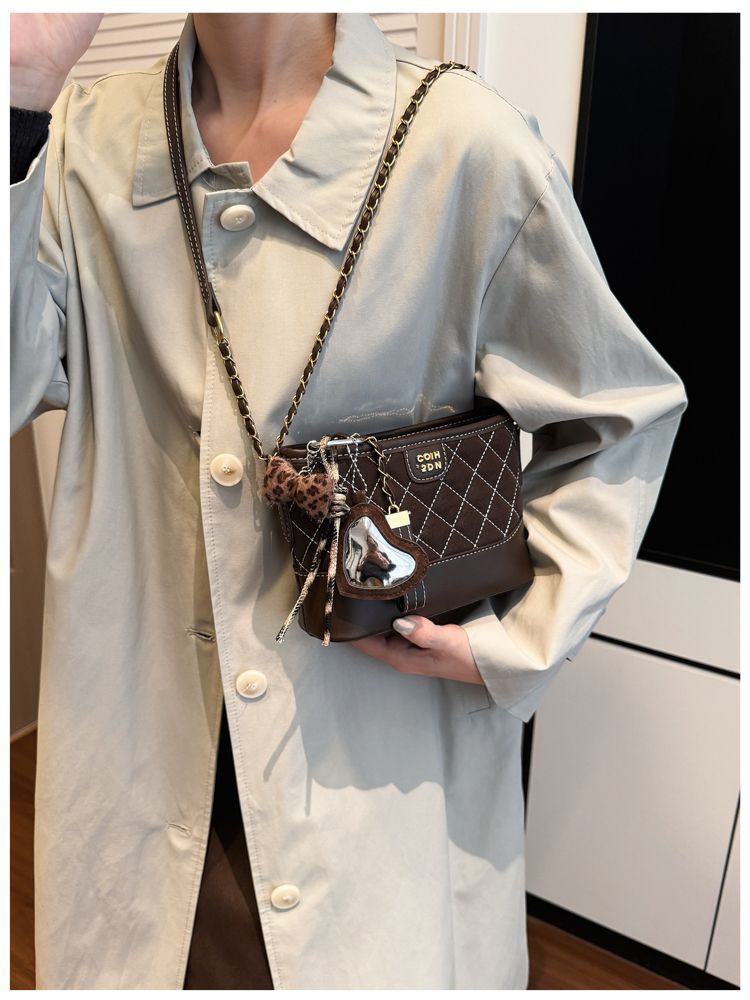 Woven Diamond Pattern Bucket Bag Elegant Shoulder Crossbody Handbag_voghion.com