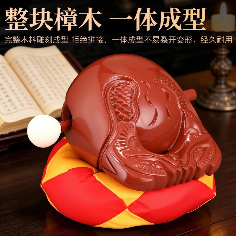 香樟木木鱼家用老式实木木鱼解压静心木鱼敲打击乐器佛堂木雕摆件 2