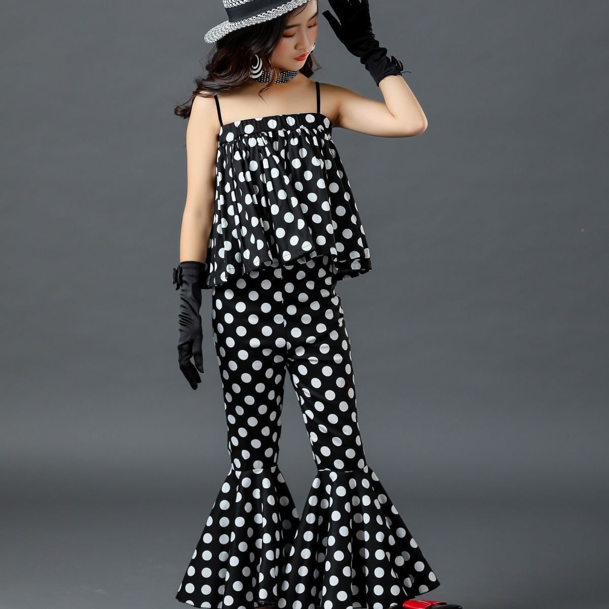 Mädchen Polka Dot Bandeau-top Und Schlaghosen Set_voghion.com