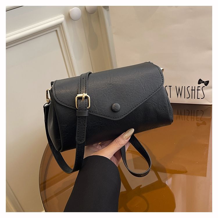 Versatile Leather Crossbody Bag, Casual Cylinder Shoulder Bag_voghion.com