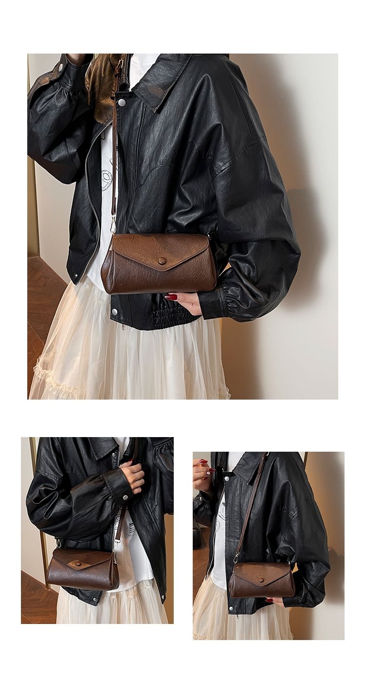 Versatile Leather Crossbody Bag, Casual Cylinder Shoulder Bag_voghion.com