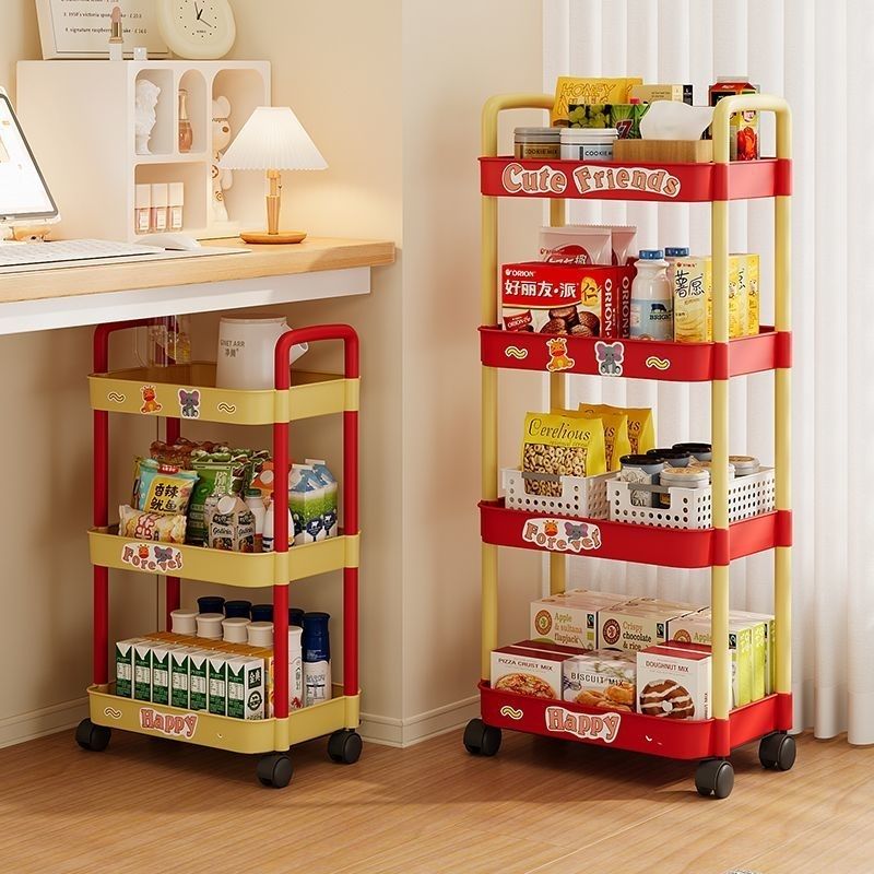 移动架子客厅落地宿舍零食收纳卧室储物多层小推车置物架家用带轮