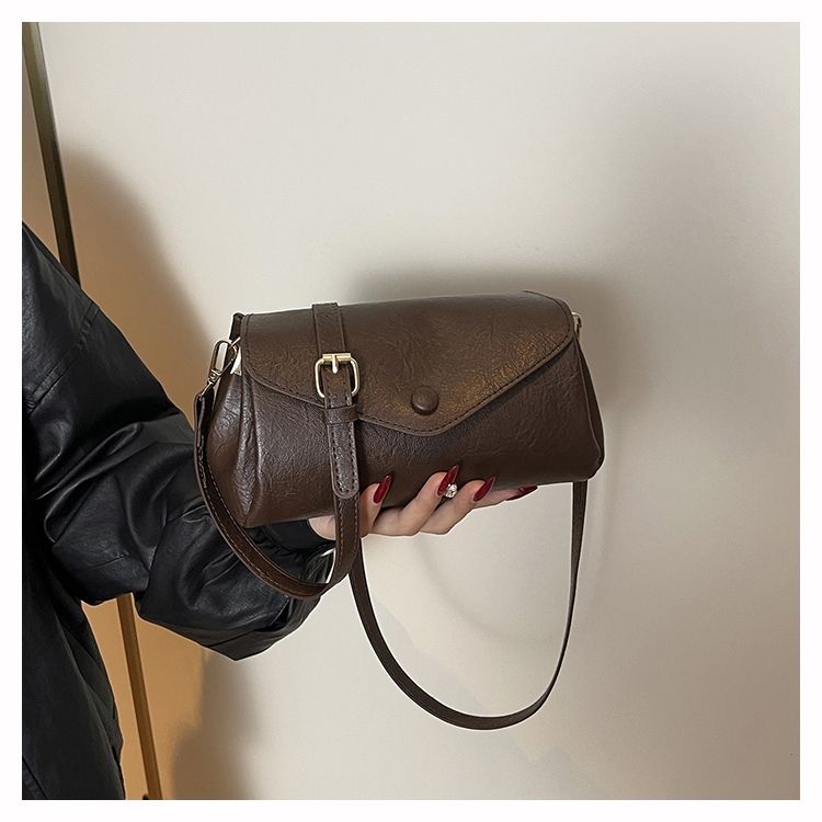 2025 New Accordion Versatile Stylish Crossbody Soft Leather, Casual And Simple, Commuting Cylinder Shoulder Bag,_voghion.com