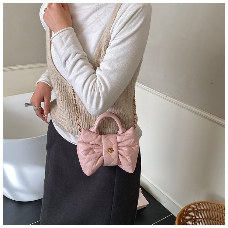Elegante mini borsa a tracolla da donna con fiocco e pieghe_voghion.com