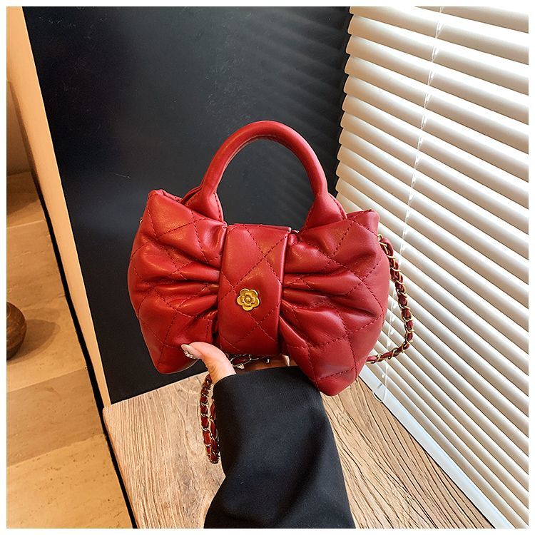 Elegante mini borsa a tracolla da donna con fiocco e pieghe_voghion.com