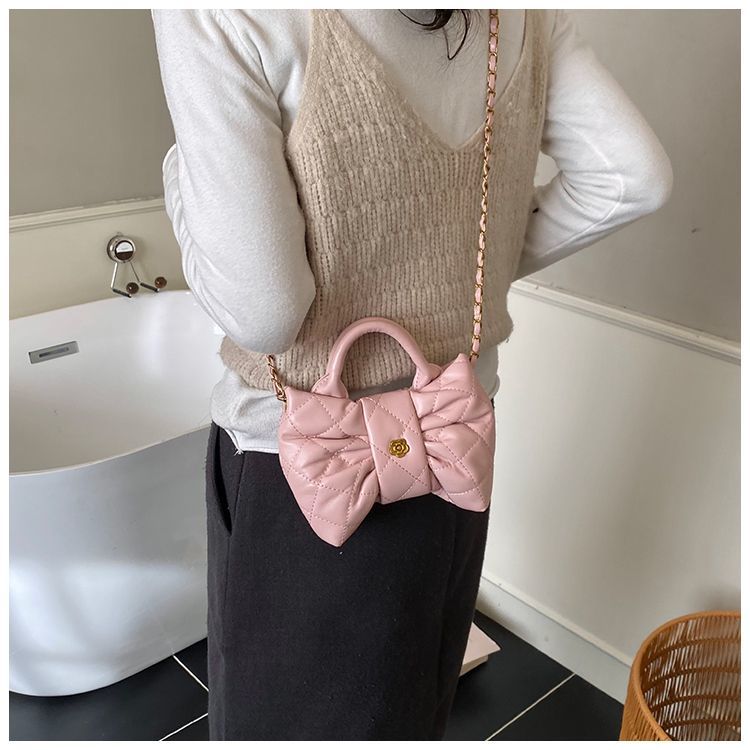 Elegante mini borsa a tracolla da donna con fiocco e pieghe_voghion.com