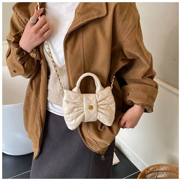 Elegante mini borsa a tracolla da donna con fiocco e pieghe_voghion.com