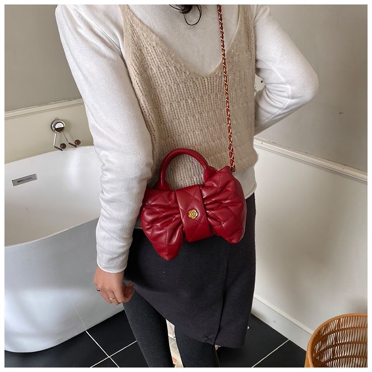 Elegante mini borsa a tracolla da donna con fiocco e pieghe_voghion.com