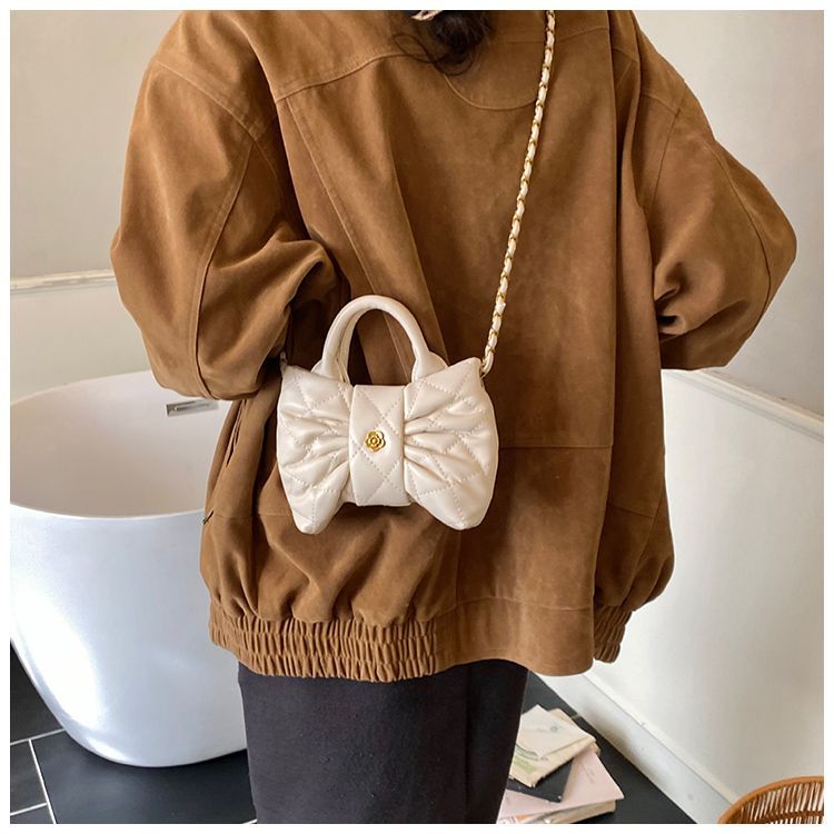 Elegante mini borsa a tracolla da donna con fiocco e pieghe_voghion.com
