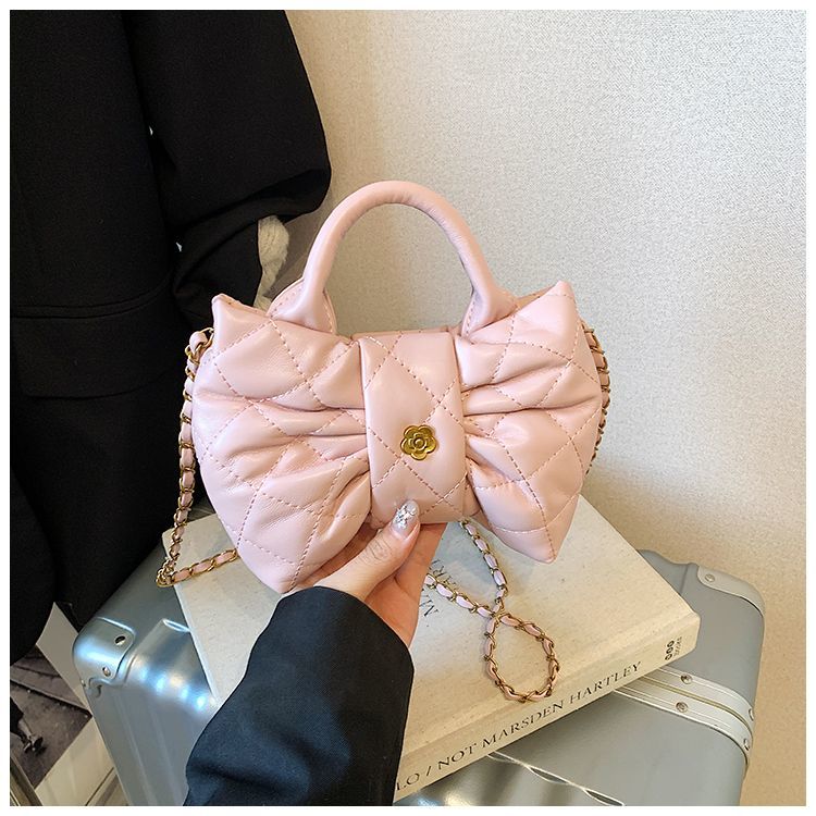 Elegante mini borsa a tracolla da donna con fiocco e pieghe_voghion.com