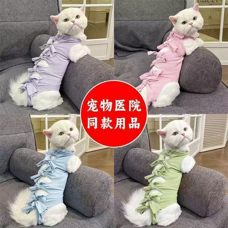 猫咪绝育服母猫手术服薄款透气戒奶断奶衣服公猫防舔术后四脚绑带