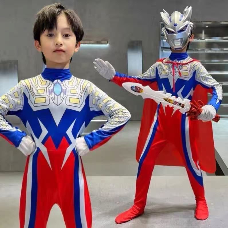 cos动漫奥特曼连体衣服赛罗迪迦发光胸灯儿童演出表演服饰儿童节