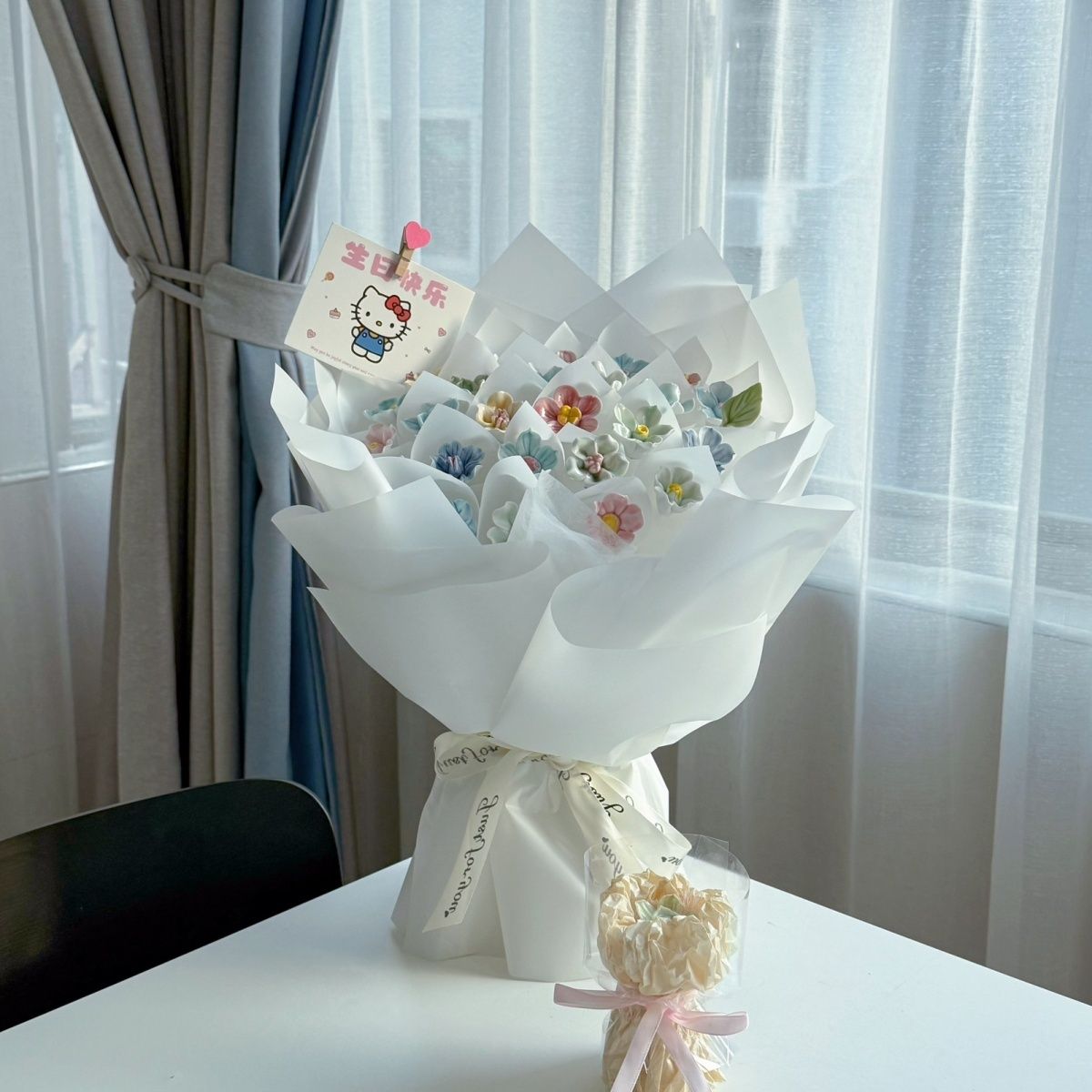 景德镇陶瓷花成品生日礼物永生花送女生闺蜜女友老婆情人节花束 图片 7