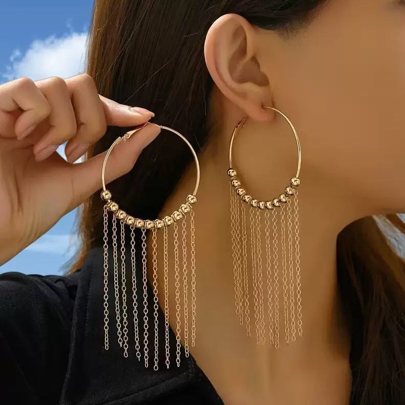 Nuovi orecchini a nappe in stile europeo americano, grandi cerchi, eleganti e sofisticati, alla moda e versatili, unici e_voghion.com