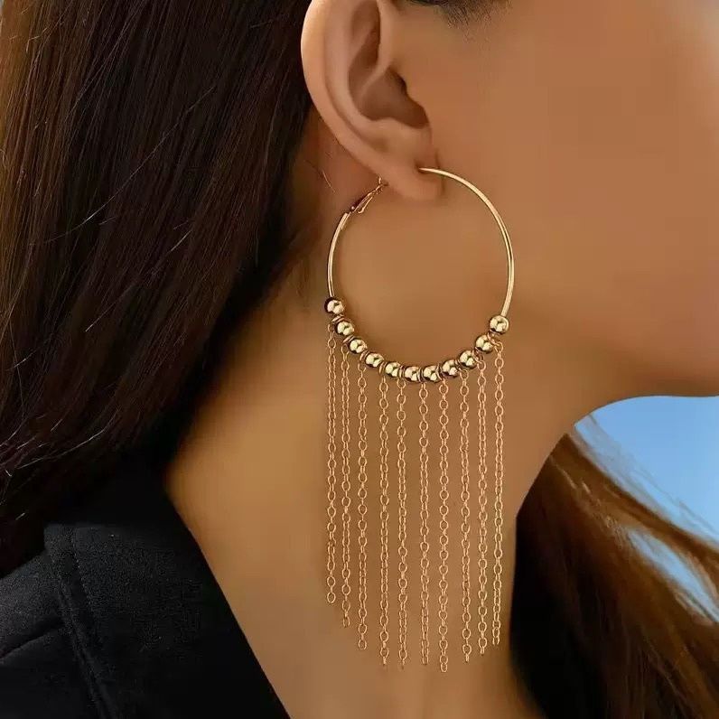 Orecchini a cerchio con nappe stile europeo eleganti raffinati_voghion.com