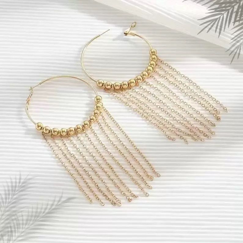 Orecchini a cerchio con nappe stile europeo eleganti raffinati_voghion.com