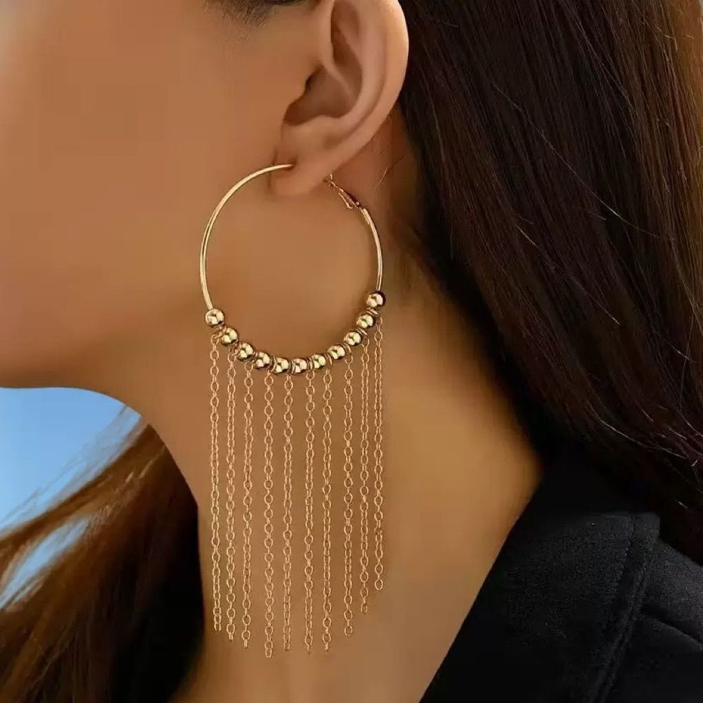 Orecchini a cerchio con nappe stile europeo eleganti raffinati_voghion.com