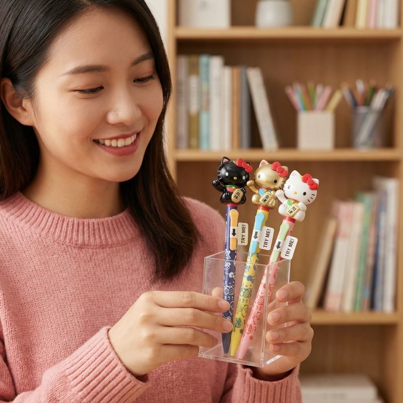 三丽鸥kt招财猫摇摇圆珠笔开运招财除厄凯蒂猫hellikitty 图片 5