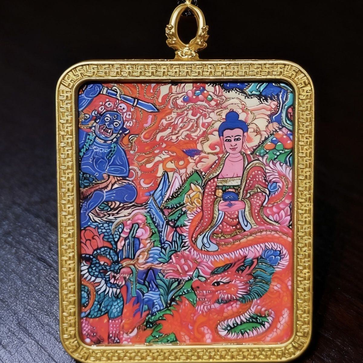 Traditional Hand-Painted White Tara Thangka detail 8