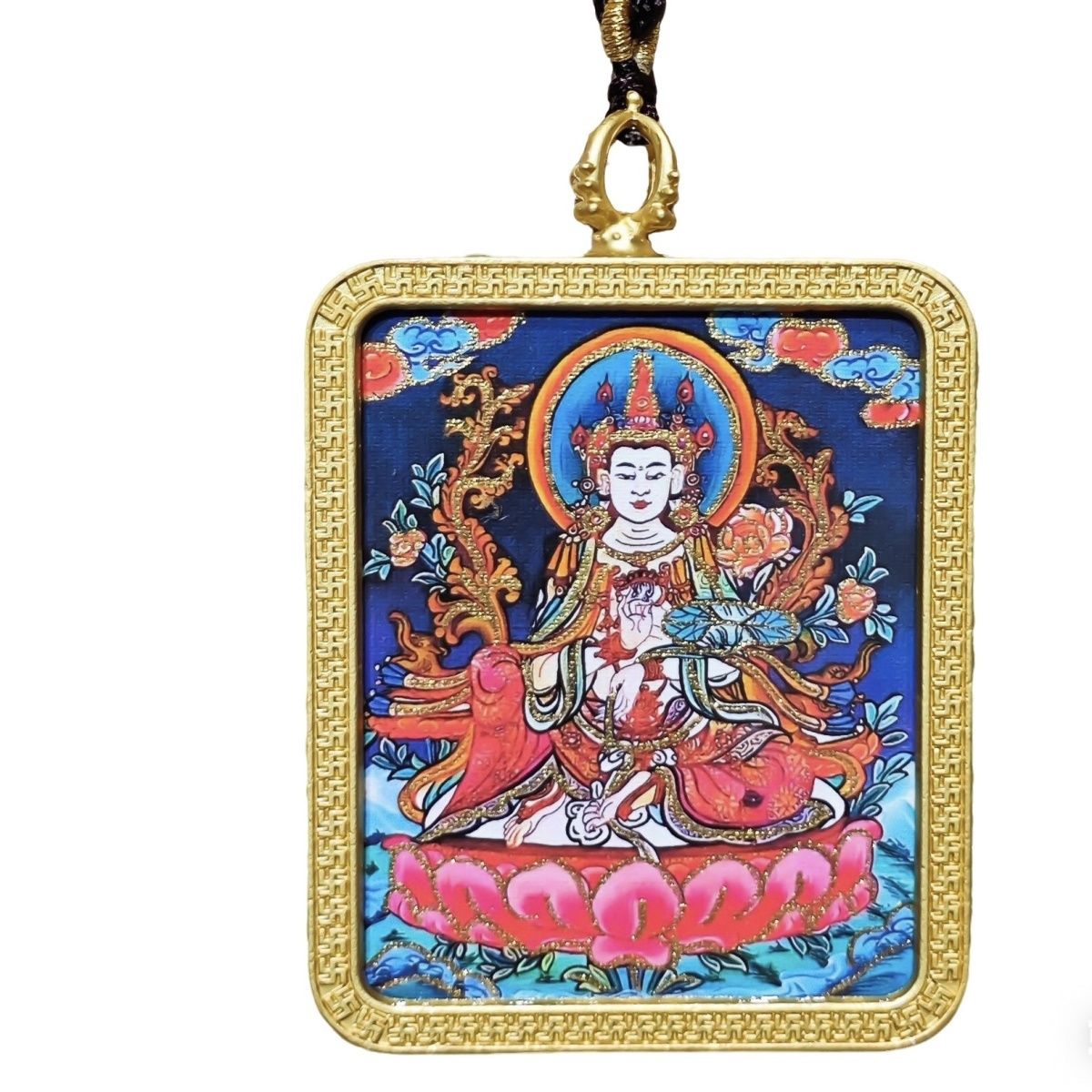 Traditional Hand-Painted White Tara Thangka detail 11