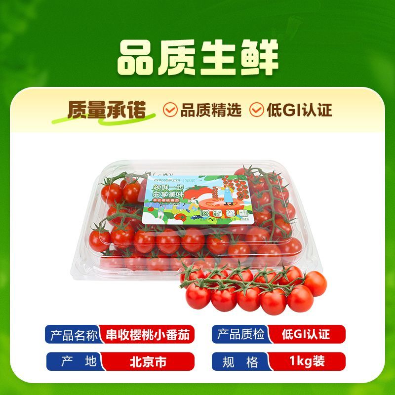 【知翠】串收樱桃小番茄1kg装生吃一串红小西红柿新鲜现摘顺丰 图片 1