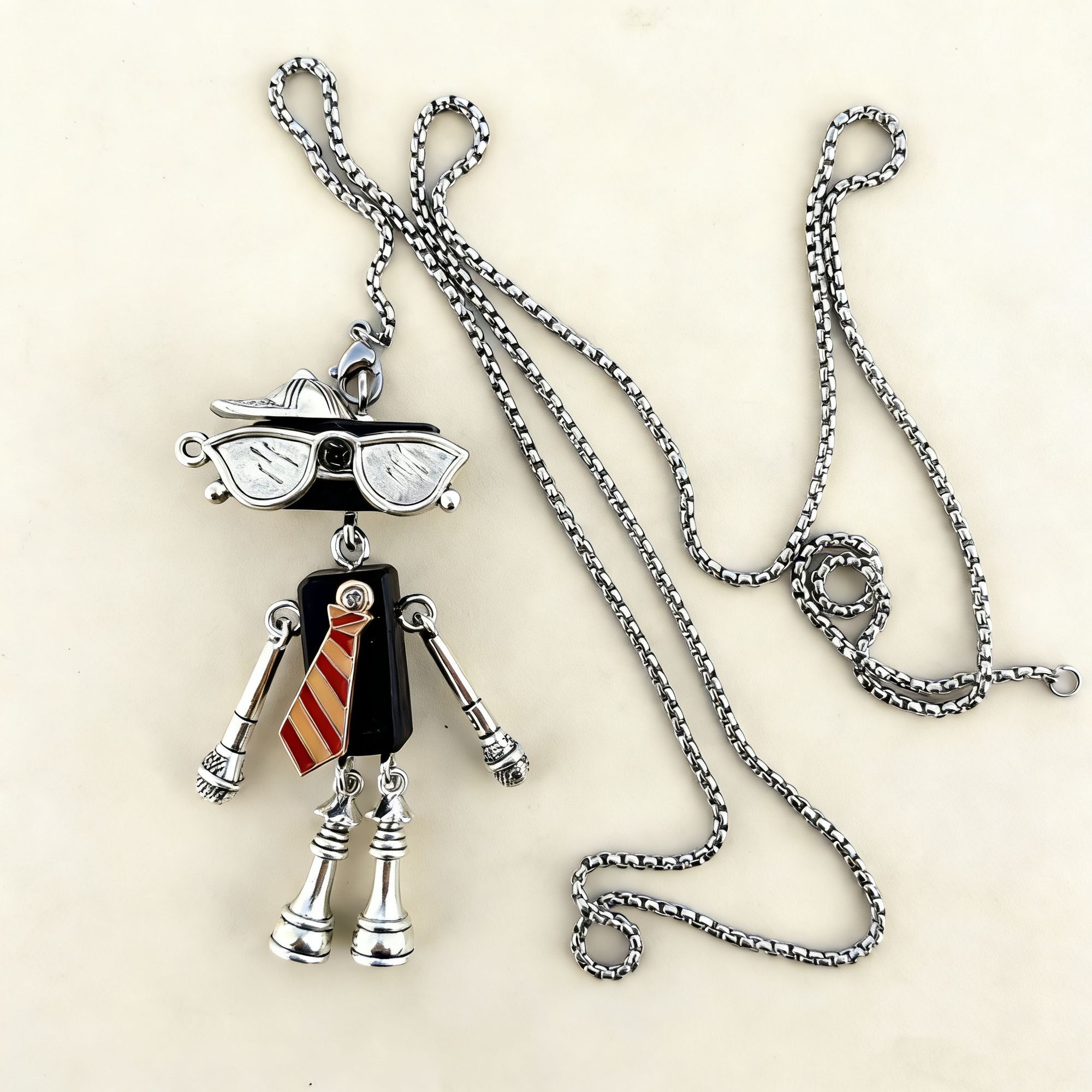 Original Handmade Punk Robot New Year Graduation Gift For Students, Boys And Girls, Personalized Niche Trendy Necklace_voghion.com