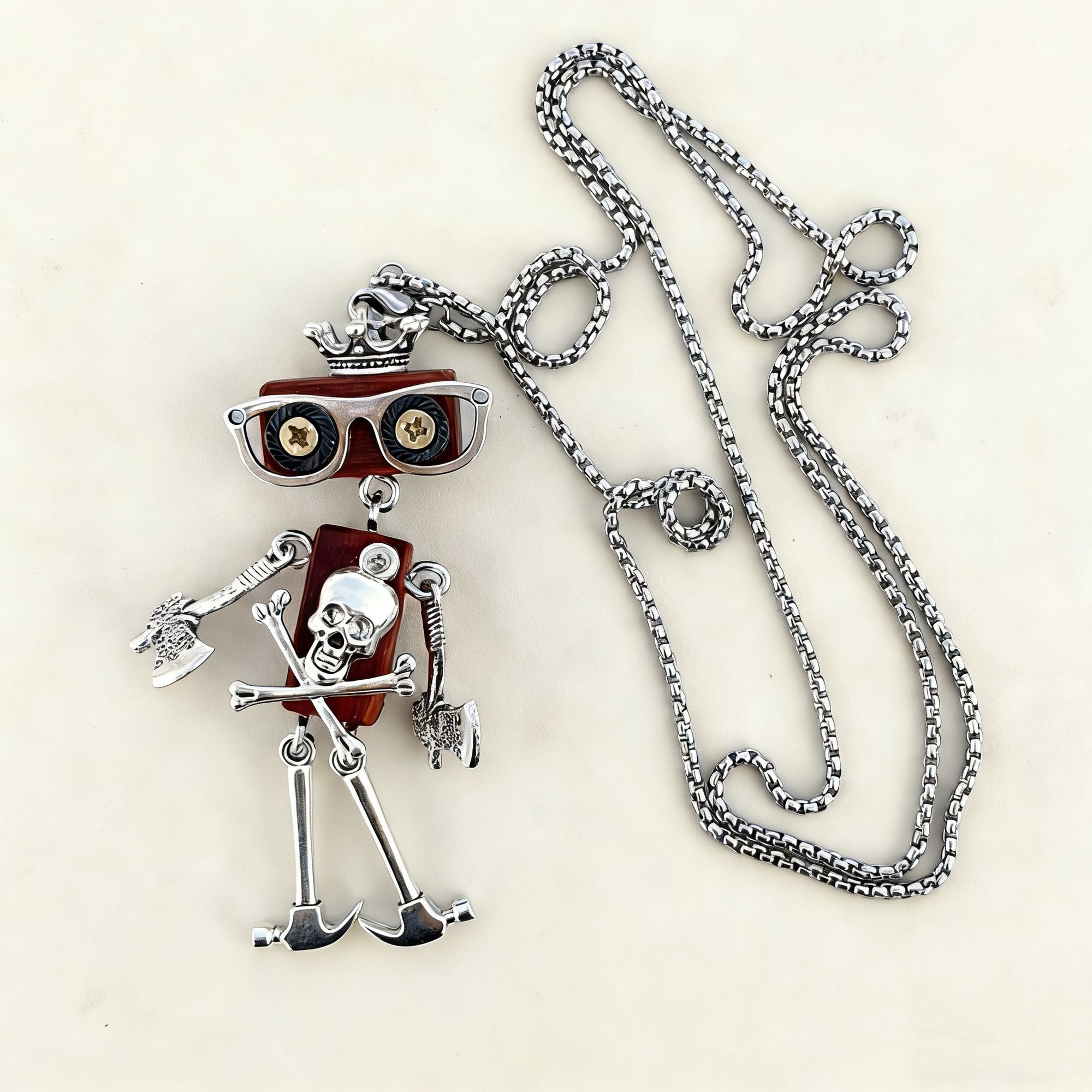 Original Handmade Punk Robot New Year Graduation Gift For Students, Boys And Girls, Personalized Niche Trendy Necklace_voghion.com