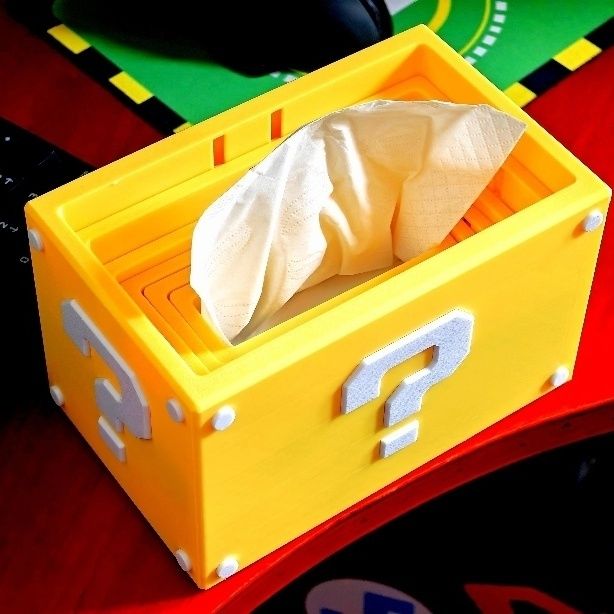 马里奥问号伸缩下沉式纸巾盒创意家居卡通3d打印抽纸盒家用客厅