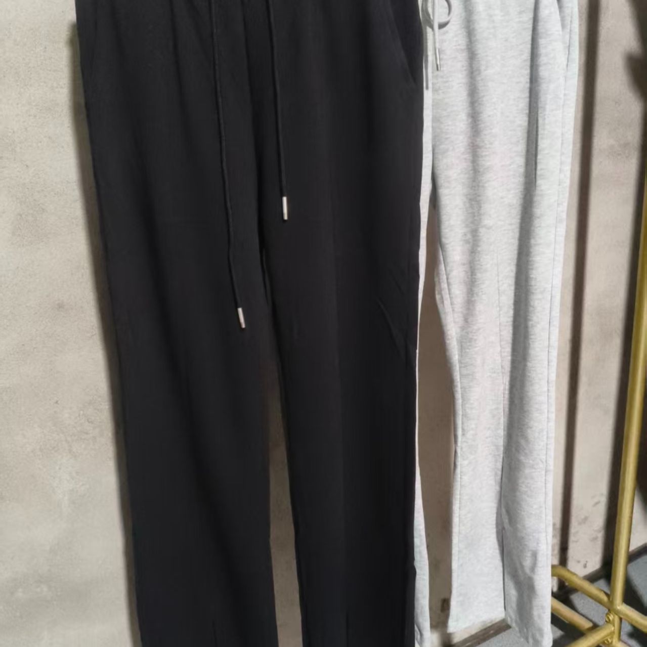 品质好货松紧休闲春夏微喇开衩阔腿裤舒适百搭抽绳气质卫裤撤柜