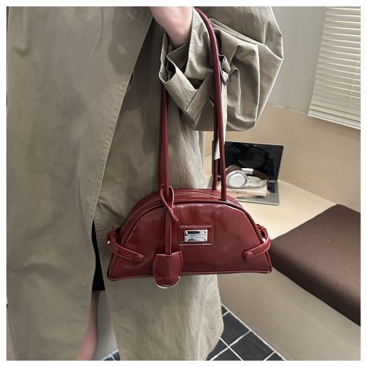 Retro Boston Shoulder Bag For Women Unique Bowling Style Bag_voghion.com