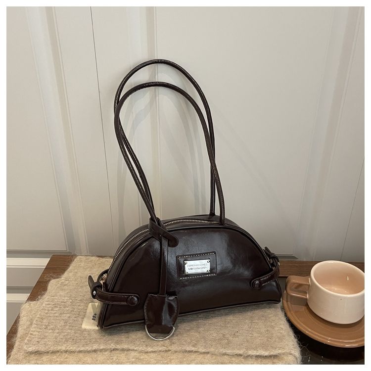 Retro Boston Shoulder Bag For Women Unique Bowling Style Bag_voghion.com