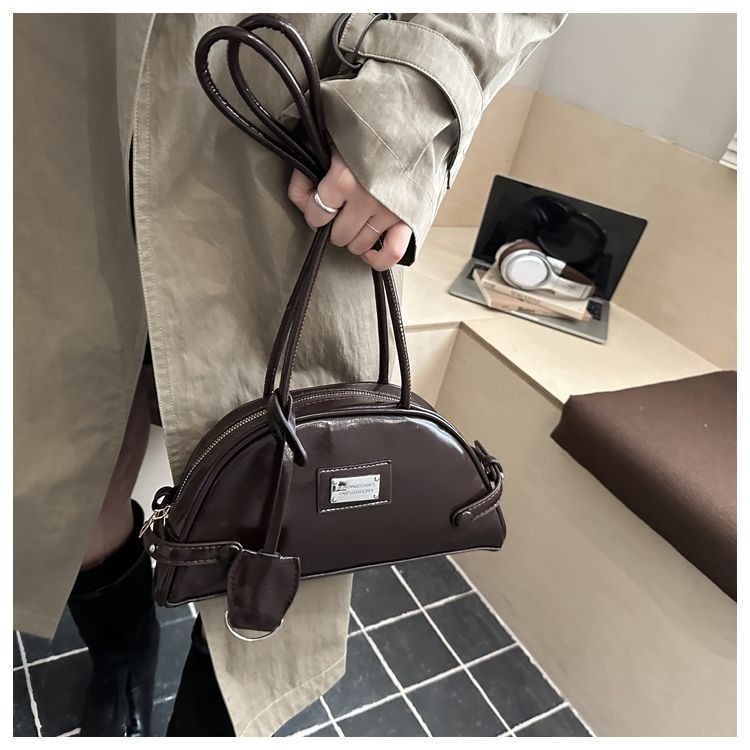 Retro Boston Shoulder Bag For Women Unique Bowling Style Bag_voghion.com