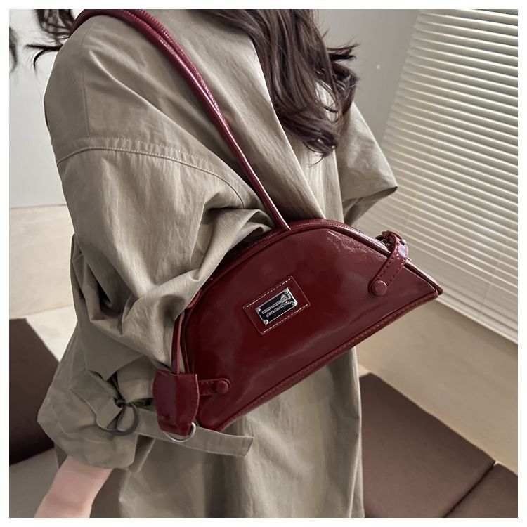 Retro Boston Shoulder Bag For Women Unique Bowling Style Bag_voghion.com