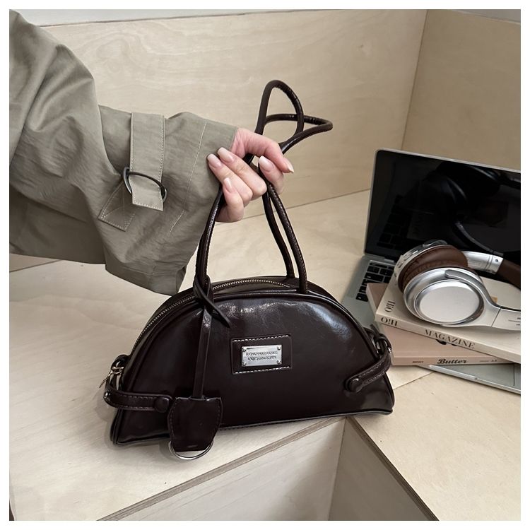 Retro Boston Shoulder Bag For Women Unique Bowling Style Bag_voghion.com