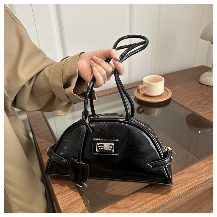 Retro Boston Shoulder Bag For Women Unique Bowling Style Bag_voghion.com