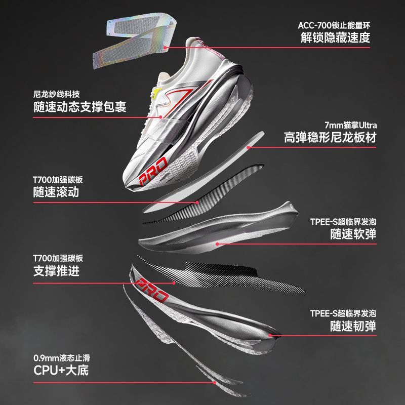 音速猫上瘾Pro | 北京体育大学 双碳板竞速跑步马拉松体育运动鞋 图片 6