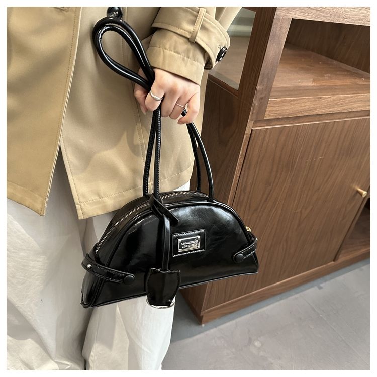 Retro Boston Shoulder Bag For Women Unique Bowling Style Bag_voghion.com