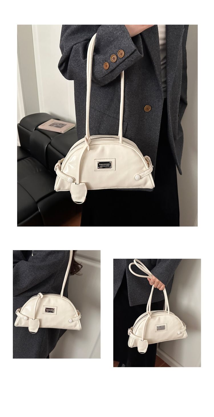 Retro Boston Shoulder Bag For Women Unique Bowling Style Bag_voghion.com