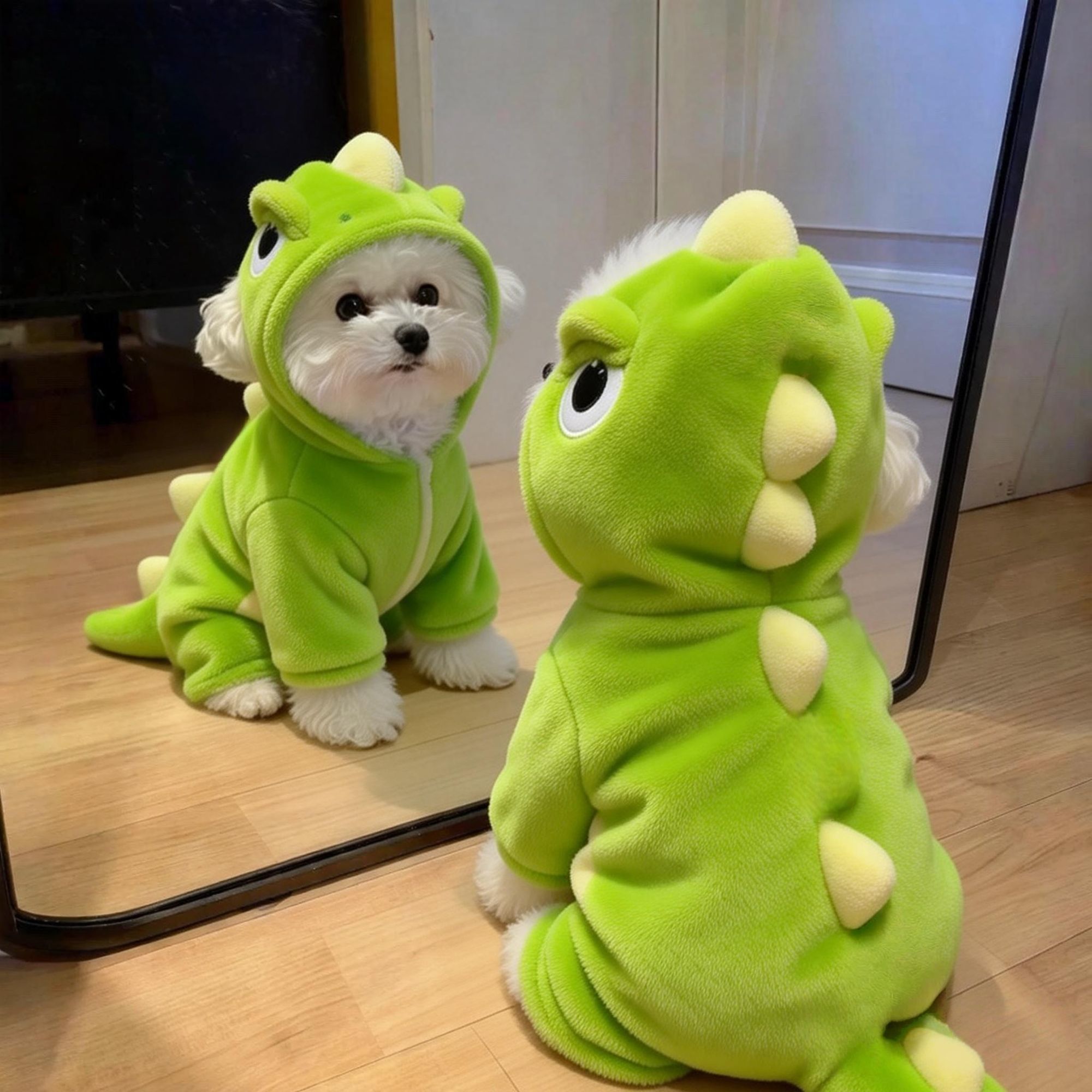 狗狗衣服秋冬新款可爱恐龙装泰迪比熊博美小型幼犬保暖宠物四脚衣