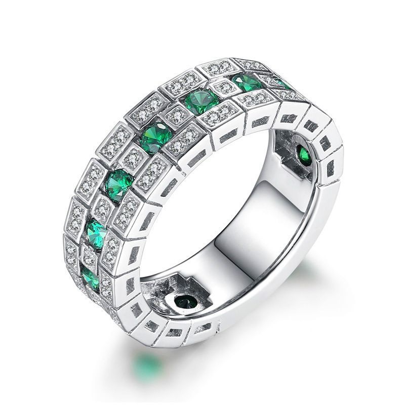 Retro Wide Band Ring With Imitation Diamonds High End Design_voghion.com