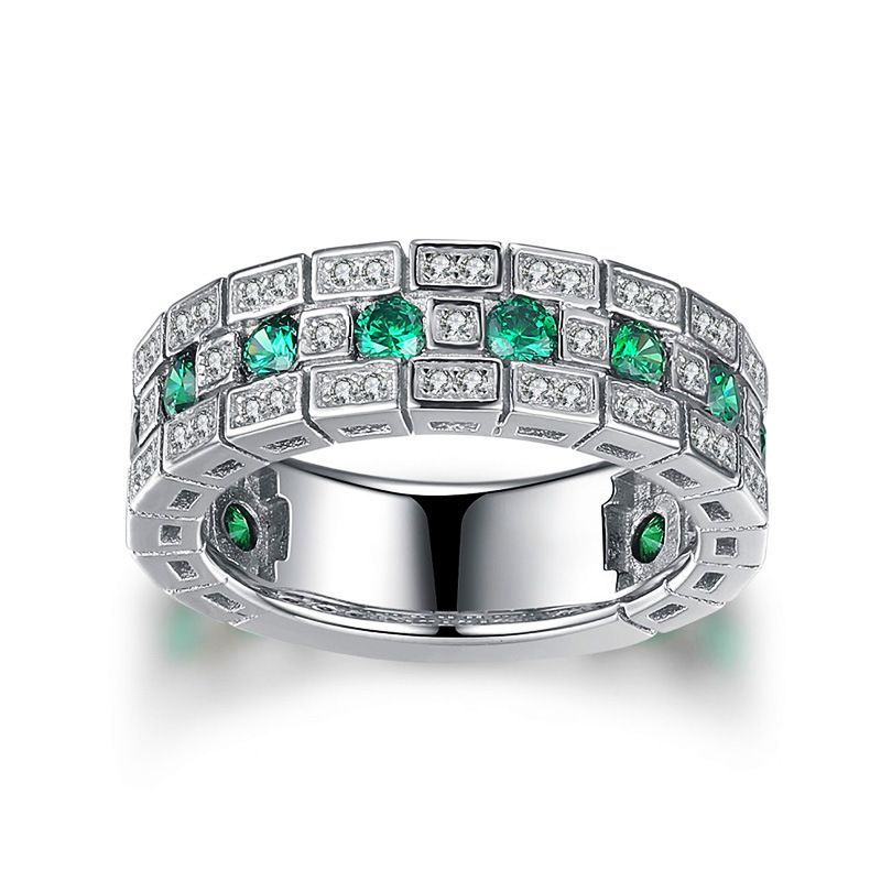 Retro Wide Band Ring With Imitation Diamonds High End Design_voghion.com