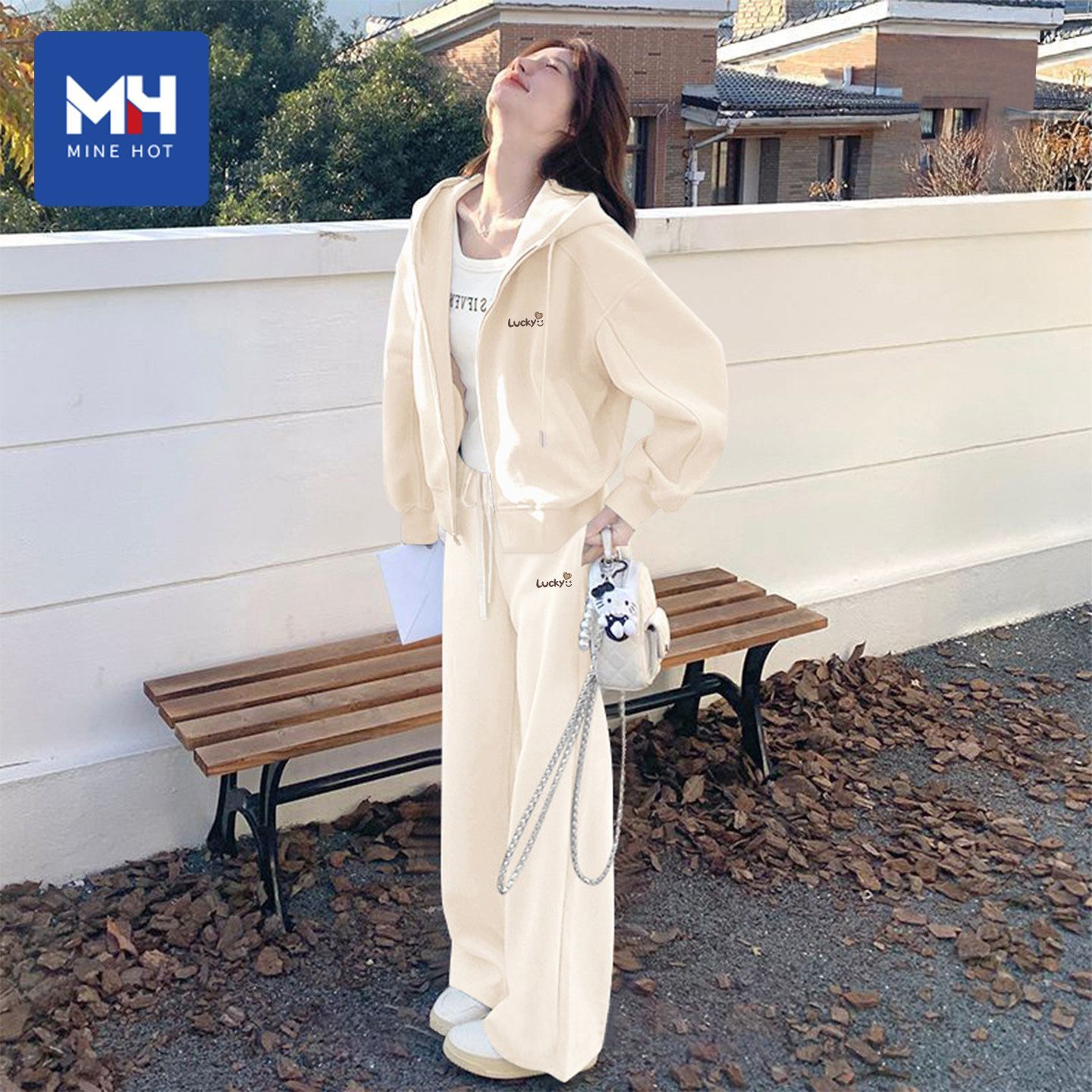 唐狮集团MH休闲运动套装女2026新款春秋短款开衫卫衣巨好看两件套