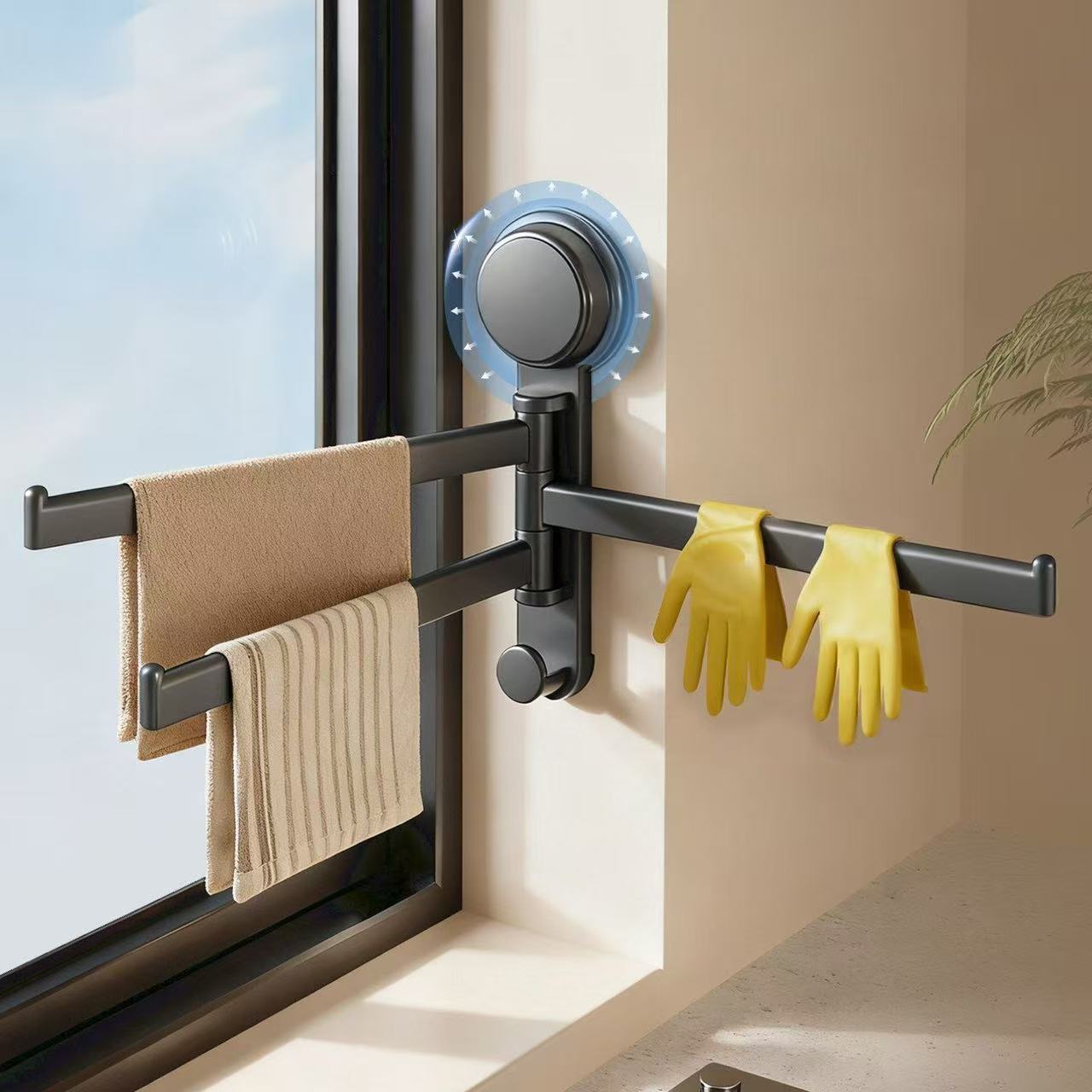 Rotatable Kitchen Towel Rack Wall-mounted Suction Cup Holder_voghion.com